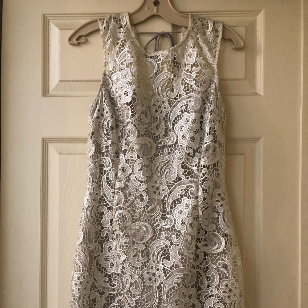 M by Mendocino metallic silver lace dress